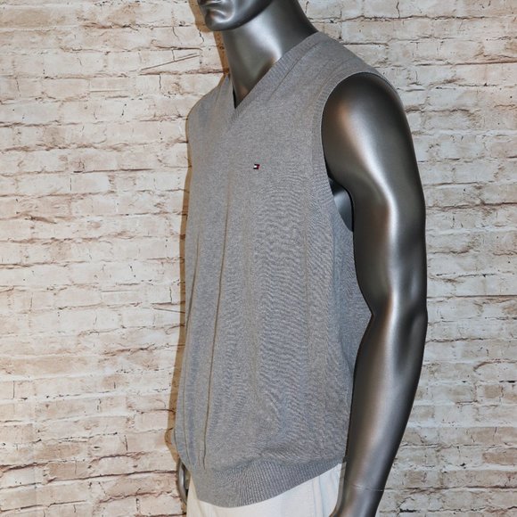 MEN'S GRAY TOMMY HILFIGER V-NECK SWEATER NWOT XL - Picture 4 of 6